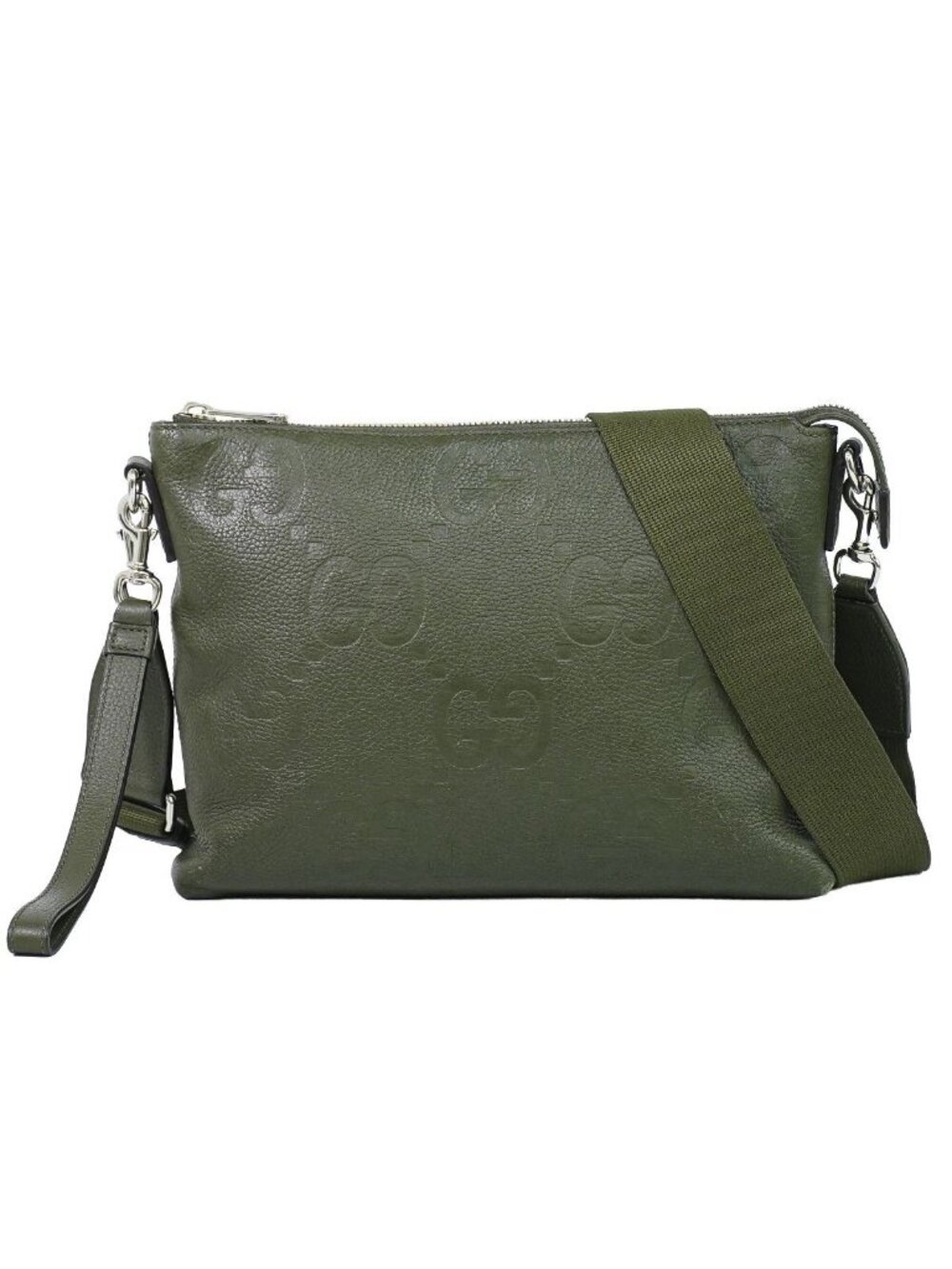 Gucci Jumbo GG Medium Messenger Bag Leather Khaki